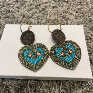 LV Turquoise Heart Earrings